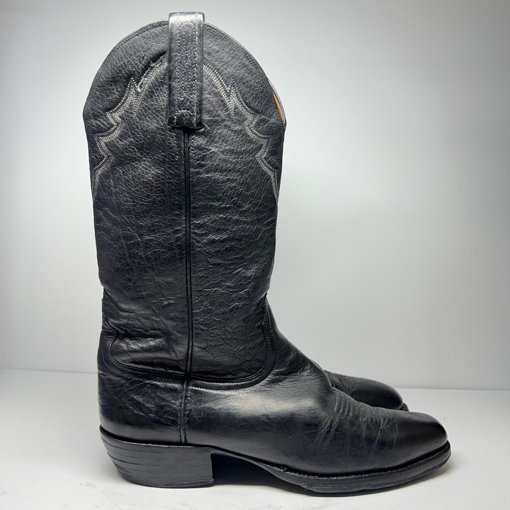 Lucchese 2000 Western Cowboy Boots Black Leather Mens Size 9 D T3062 R4 Toe